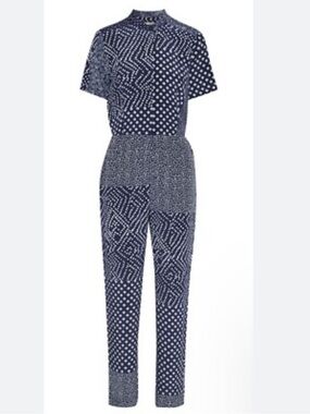 Diane Von Furstenberg Navy and White Lucy Jumpsuit